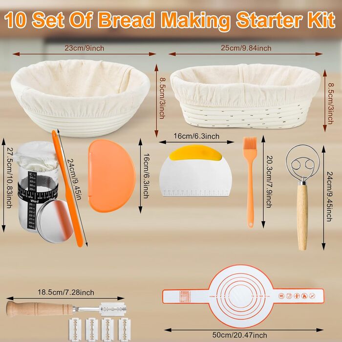 Набір для випікання хліба з закваскою: форма для хліба, силіконовий скребок, скляний контейнер для закваски