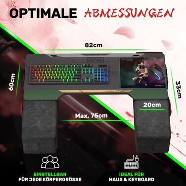 Couchmaster CYCON³: ергономічний стіл для ноутбука для дивану, софи та ліжка, з USB хабом (Samurai Black Edition)