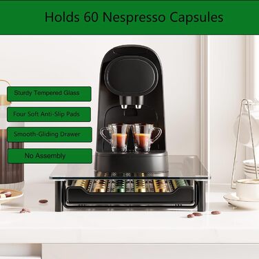 Організатор для капсул Nespresso Sevenline: тримач для 60 капсул, кришталеве скло, органайзер для кухні