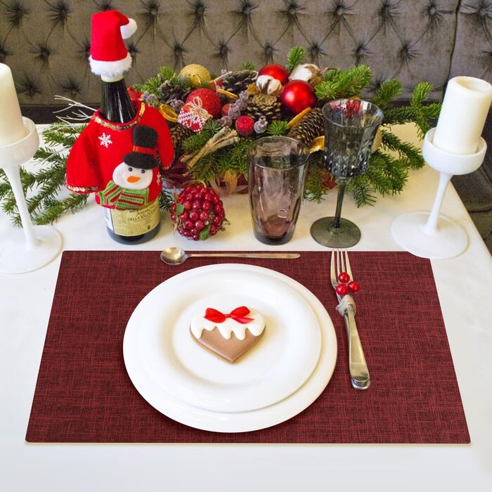 Набори тканинних серветок на стіл, 8 шт, Бордовий колір, Стійкі до високих температур, Легко миються, для кухні