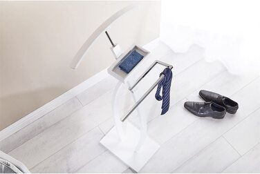 Сучасний чоловічий вішак для одягу з полицею для штанів та місцем для прикрас, білий