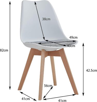 Стільці для їдальні в скандинавському стилі, ретро-дизайн, м'які, для кухні/офісу, з масивних букових ніжок (набір 6 шт., білий)