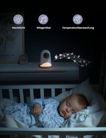 Відеоняня GHB з камерою 5'' HD IPS, 720P, 3050mAh, VOX, Zoom 3X, Нічне бачення, Зв'язок, 8 колискових, Підтримка 4 камер