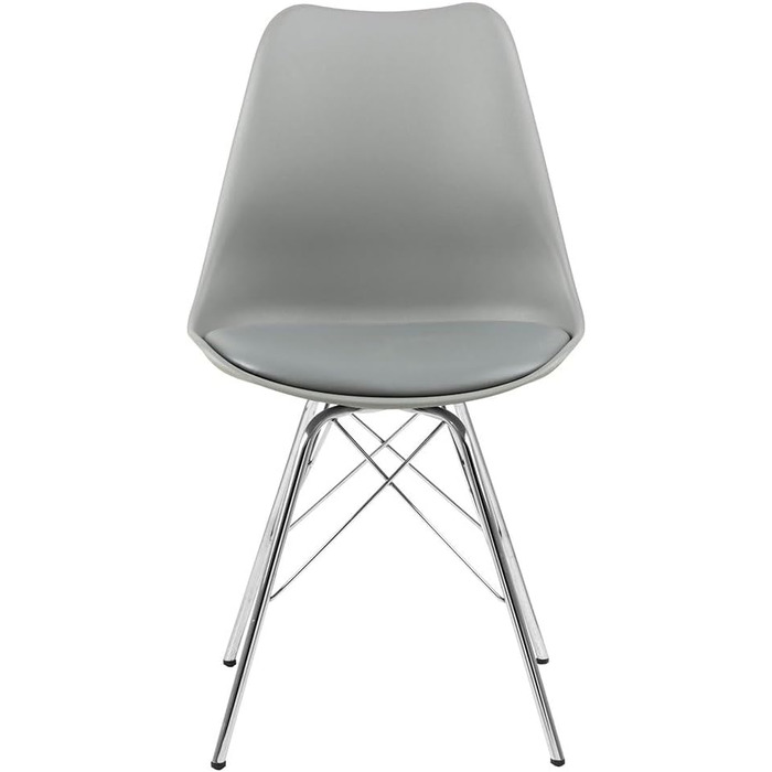 AC Design Їдальні стільці Emanuel, 2 шт. (світло-сірий/хром), PU/Метал, 48,5 x 85,5 x 54 см