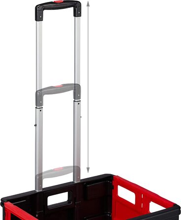 Візок для покупок Relaxdays складний, до 35 кг, ящик об'ємом 50 л, з телескопічною ручкою, 2 ролика, транспортувальний візок, Червоний / Чорний