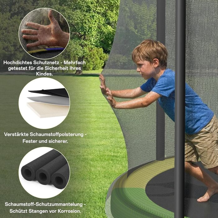 Батут JUMMICO вуличний з сіткою безпеки 183 см, кольоровий - комплект з аксесуарами для монтажу