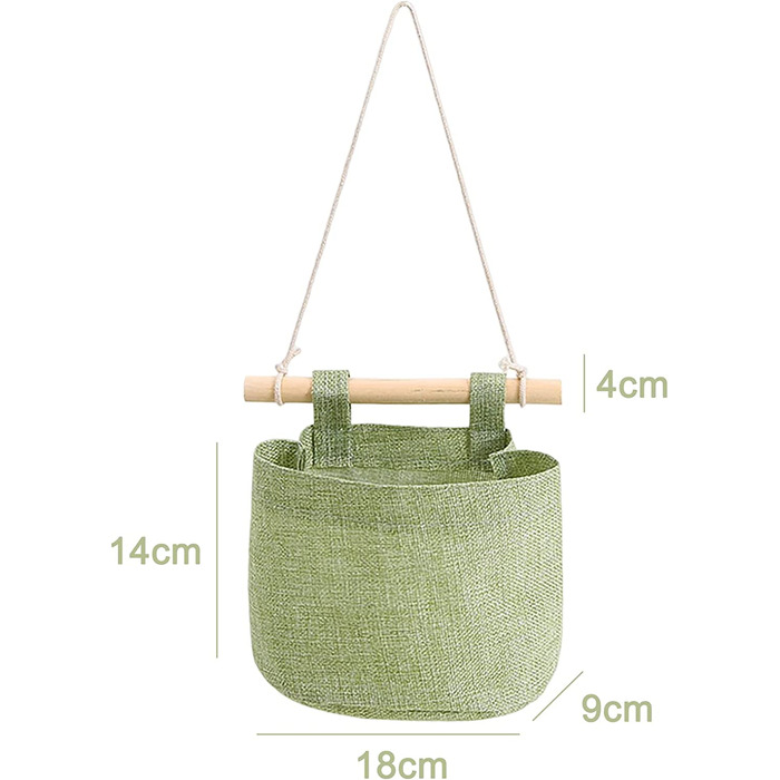Підвісна сумка для зберігання syuantech з кишенями, 3-шарова бавовняна лляна тканина, підвісна сумка для зберігання на стіні, дверний органайзер для кімнати, ванної кімнати (фруктово-зеленого кольору)