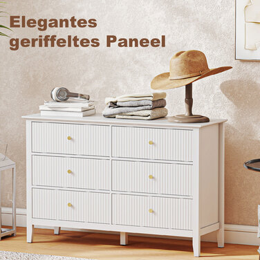 Комод-тумба з 6 висувними ящиками. Сучасна шафа для зберігання в вітальні, спальні або передпокої. Розміри: 100 x 40 x 78 см. Колір: білий.