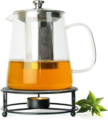 Чайник sendez об'ємом 1,2 л з ситечком з нержавіючої сталі і ручкою для заварки чаю, скляний чайник, чайний сервіз, чайник з боросилікатного скла