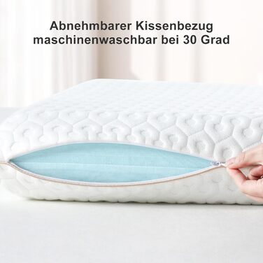 Ортопедична подушка BedStory з гелевою піною пам’яті 60x40 см, 13 см, для сну на боці, знімний і праний чохол, ергономічна, сертифікат Öko-Tex