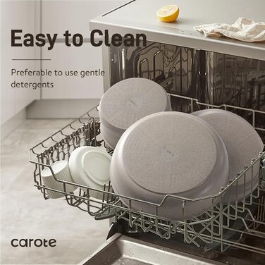 CAROTE Набір посуду 19 предметів з антипригарним покриттям, знімні ручки, для індукційних плит, тауп