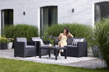 Диван садовий Allibert Victoria 2-місний, ротанг, сірий, з подушками, 129x63x77 см