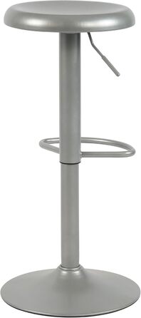Набір з 2 барних стільців CLP Williston, регульована висота, з підставкою для ніг, обертаються, з захистом для підлоги, срібний колір