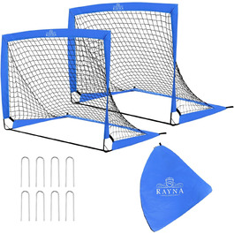 Футбольні ворота, 1,2 м x 0,9 м, спливаючі футбольні ворота, портативні футбольні ворота, сітка, 2 на складні футбольні ворота, сітка, футбольні тренування для саду, парку, заднього двору, ігрового майданчика, пляжу (синій)