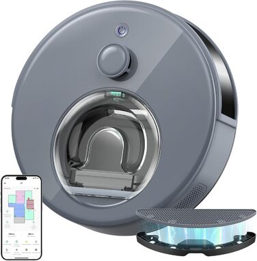 Робот-пилосос OKP L7G 3-в-1 з функцією миття, 6000Pa, LiDAR, 150 хв, WiFi, Alexa, для тварин, килимів, твердих підлог, сірий