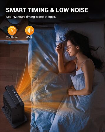 Електричний обігрівач з керамічним нагрівачем, 3 режими, 2000W, осциляція 70°, захист від перекидання, тихий обігрівач для дому та офісу