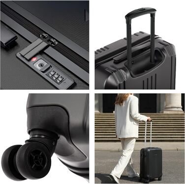 Набір валіз FERGÉ 3 шт. з жорстким корпусом, TSA-замком, Канни. Валізи-ролери (Handgepäck, L, XL). Міцний полікарбонатний набір валіз (5 шт., сірий матовий).