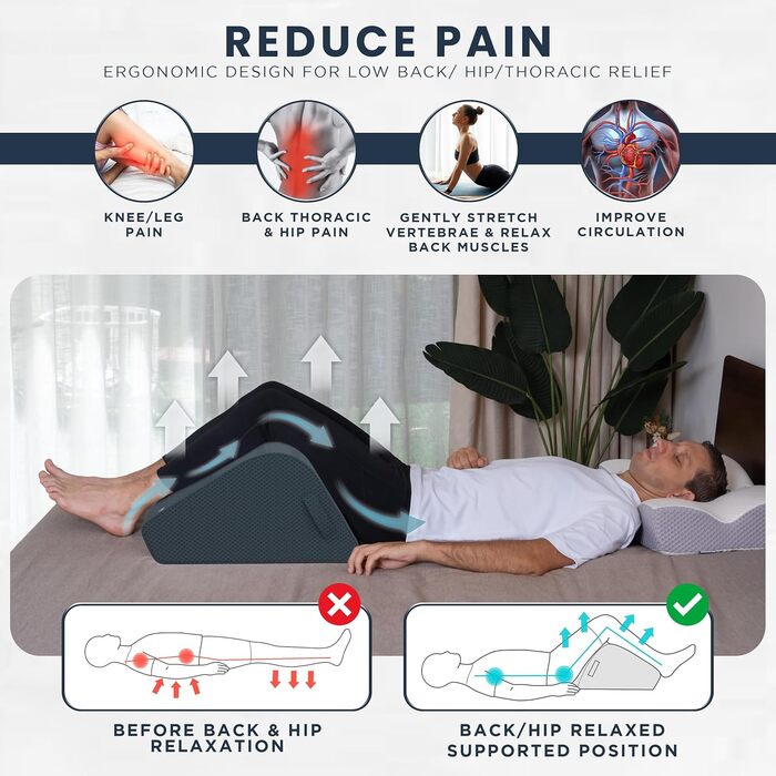 Підвищувальне подушка Zen Bloks для ніг, з піни, 28 см, ергономічна підтримка спини, для полегшення болю в колінах, відновлення після тренувань, сіра, розмір M
