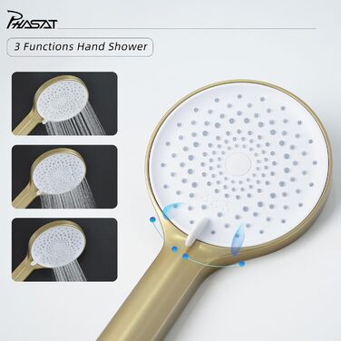 Набір змішувач для ванни PHASAT з душовою лійкою, чорний, настінний монтаж, PTBB13E