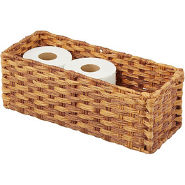 Тримач для туалетного паперу в сільському стилі mDesign, плетений кошик для фермерського будинку-невеликий органайзер для зберігання речей у ванній, на стійці або унітазі-вміщує 3 рулони туалетного паперу-Сірий омбре(верблюжий)