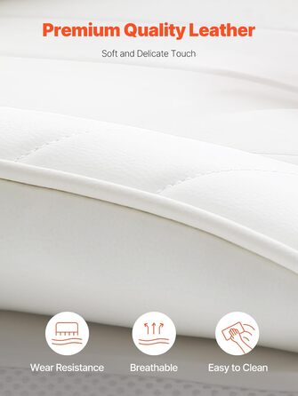 Крісло офісне VEVOR з PU шкірою, біле, для начальника з підніжкою, регульоване по висоті, до 181,43 кг, 860 x 610 мм, поворотне