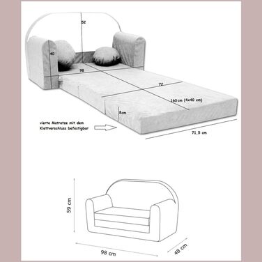 Дитяче розкладне ліжко-диван 3в1 All4All Kindersofa - зручна дитяча меблі для ігор та сну. Різні кольори та малюнки (сірий, рожевий, зелений, тваринні мотиви). Модель AX2 сірий + Balons