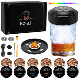 Електричний набір для копчення віскі, подарунковий набір для чоловіків, для приготування коктейлів, з 6 смаками, дерев'яні стружки, подарунок на день народження, різдвяний подарунок