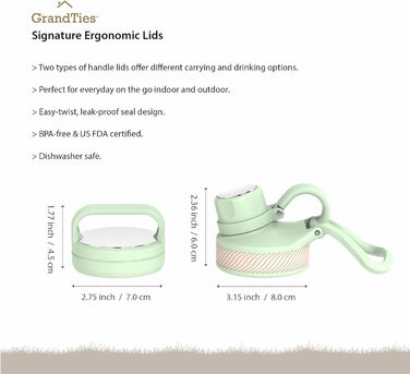 Термопляшка GRANDTIES 946мл з широким горлом та двома кришками - білий слонова кістка | Збереже холодну воду | Для чоловіків та жінок