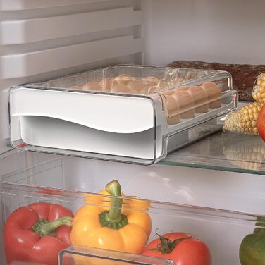 Контейнер для яєць Deecam: органайзер для холодильника на 20 яєць, прозорий, білий