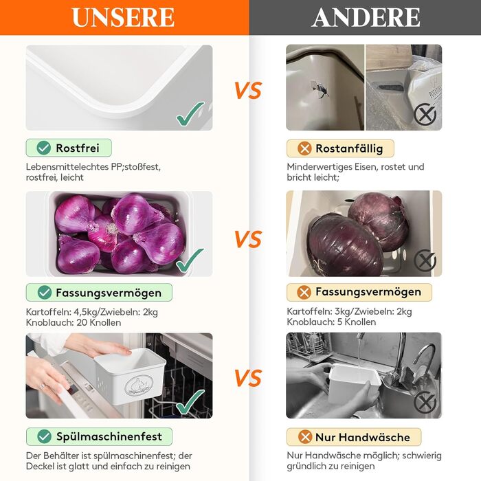 Коробка для зберігання картоплі та овочів Lifewit - набір з 3 шт. (білий)