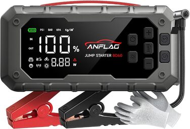 Powerbank для автомобіля ANFLAG 7000A з компресором 160PSI, 26800mAh, підтримка бензинових та дизельних двигунів (до 14.0L), PD65W, LED-ліхтар