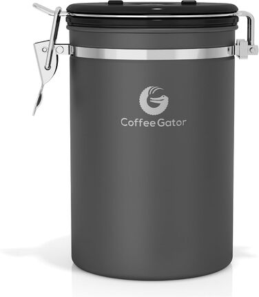 Набір кавових контейнерів Coffee Gator з нержавіючої сталі (2 шт.) – зберігає каву свіжою довше. З датою розкриття, CO2-вентилем та мірною ложкою.