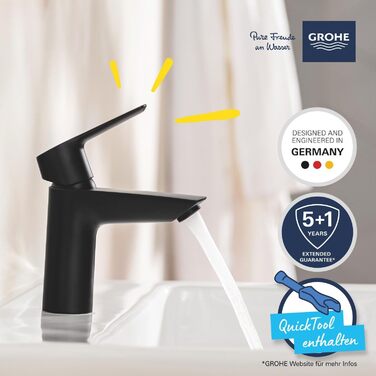 Змішувач для ванної кімнати GROHE Start, економічний, холодна вода в середній позиції, з Pop-Up клапаном, хром, 23551002 (Push-Open, водозберігаючий)