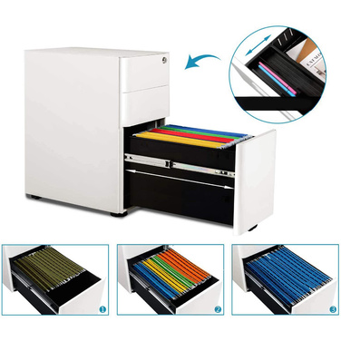 Контейнер на колесах COLOR I, метал білий (hjh OFFICE)