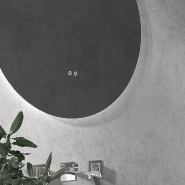 Дзеркало для ванної кімнати з LED-підсвіткою, змінним кольором світла, функцією запобігання запотіванню, сенсорним вимикачем, захистом IP44, діаметром 60 см, біле