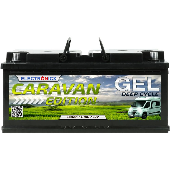 Гелева батарея 12 В 120 Ач Caravan Edition Сонячні батареї GEL Technology 12 В батарея сонячна, сонячна батарея Акумулятор для човнів Автофургони, Караван кемпінг (140 Ач)