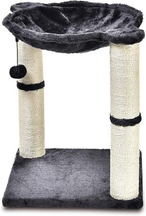 Котяче котяче дерево з будиночком, гамаком, ліжком і котячим скринею, 41 х 51 х 41 см, сірий котячий гамак сірий