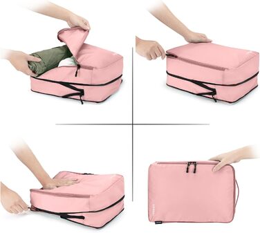Набір органайзерів для подорожей у валізу Packing Cubes, комплект дорожніх сумок для одягу та косметички (8 предметів, рожевий)