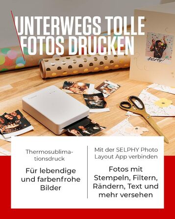 Canon Selphy QX20 – Портативний принтер для фото з Wi-Fi, термосублімаційний друк, USB-C зарядка, білий (без чорнил/паперу)