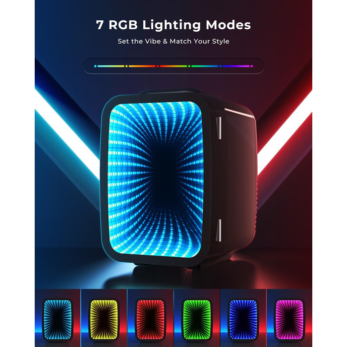 Міні-холодильник BEICHEN 4Л з RGB-підсвіткою, функція охолодження та підігріву 2в1, для напоїв, косметики та геймінгу, AC 220V/DC 12V (Чорний)
