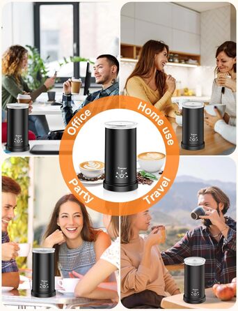 Електричний спінювач молока 5-в-1 600W з антипригарним покриттям. Підходить для приготування гарячого та холодного молочного пін, какао, лате, капучино. Чорний.