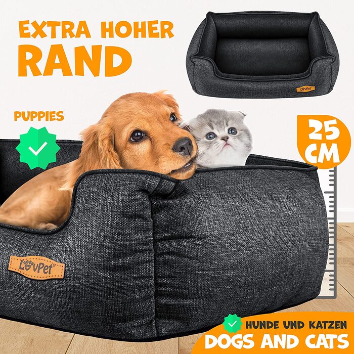 Ліжко для собак подушка для собак охолоджувач кошика для собак, вкл. миску 3 шт. жувальних кісточок, подушка для дивана для собак, чохол знімний і миється, XL 110x75x27 см, антрацит