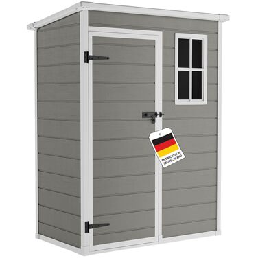 Сарай садовий Steelsøn Novara з вікном та похилим дахом 192x92x151 см - пластиковий, сірий, вологостійкий