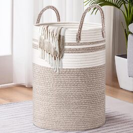 Кошик для білизни 53L з плетеної бавовни з ручками, кошик для зберігання в дитячій кімнаті, плетений для сходищ
