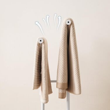 Підставка для рушників HOOBRO, стояча, з 2 перекладинами, білий + натуральне дерево, 40 x 24 x 80,5 см