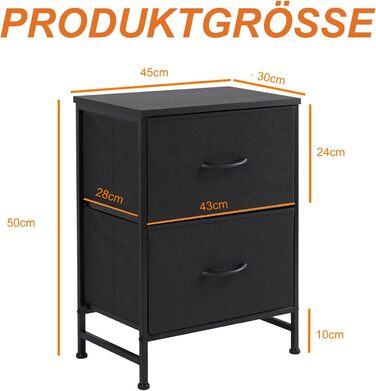 Набір приліжкових тумбочок DUMOS, 2 шт. з шухлядами, стилі індустріальний, для спальні, вітальні, дитячої, передпокою, білий/чорний