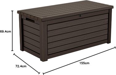 Садова скриня/бокс для зберігання Koll Living Gartenbox 623 л, коричневий - з газовими амортизаторами, вантажопідйомність кришки 272 кг