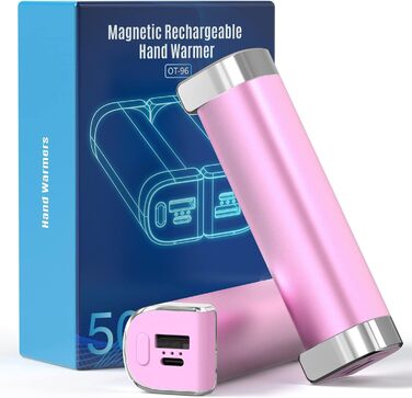 Електричні грілки для рук 5000mAh (2 шт.) - багаторазові, для активного відпочинку, зимовий подарунок для дітей, жінок та чоловіків (рожевий)