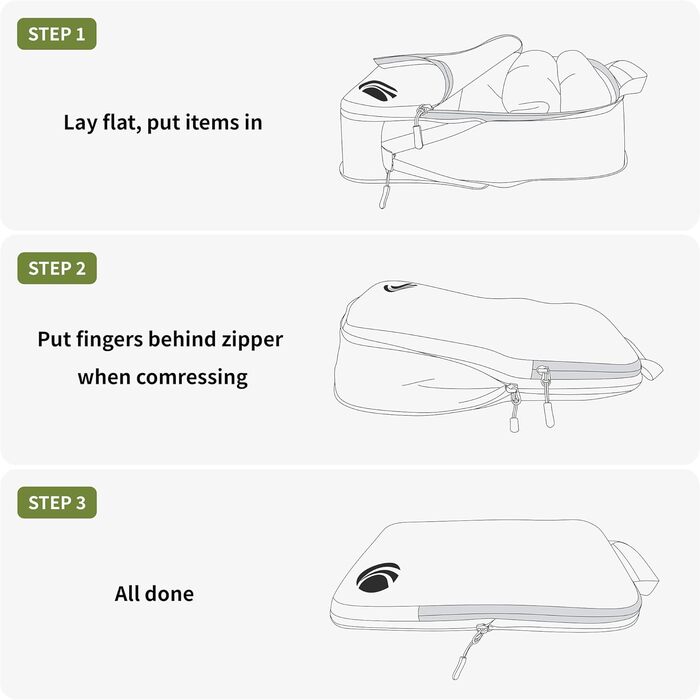 Набір компресійних органайзерів для одягу Cipway для подорожей, ультралегкі пакувальні куби для валізи та рюкзака, 6 шт, зелений