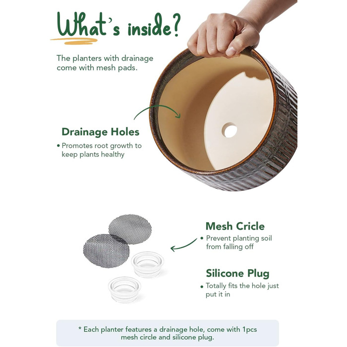 Набір горщиків для сукулентів LE TAUCI, 16,5+20 см, кераміка, для дому, з дренажними отворами, сучасний циліндричний дизайн, набір 2 шт., реактивна глазур чорного кольору